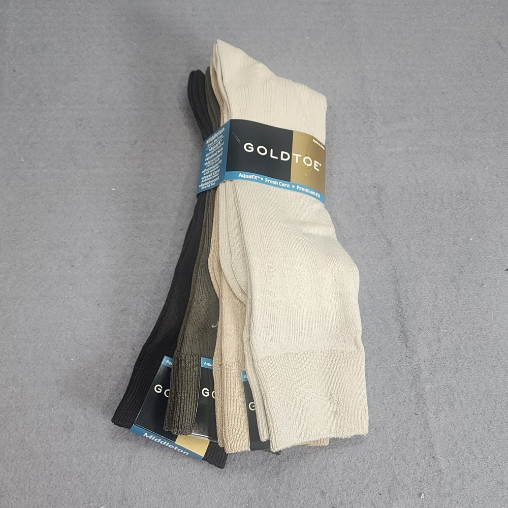 Gold Toe Middleton Dress Rib Crew Socks Multi Color Mens 10-13 3-Pack